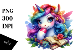 Colorful Baby Unicorn with Mystery to Solve PNG Product Image 1