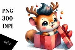 a Vibrant Baby Squirrel PNG with Reindeer Horns Product Image 1