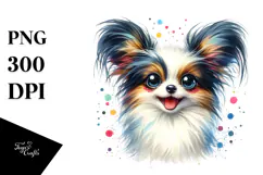 Cute Papillon Watercolor Crazy Furr PNG Product Image 1