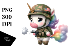 Baby Unicorn Soldier Farting Clipart Product Image 1