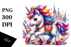 Colorful Baby Unicorn with Polish Festival PNG Product Image 1