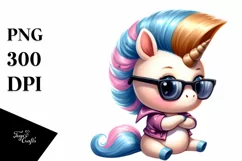 Cute Baby Unicorn Johny Bravo | Sublimation | Clipart Product Image 1