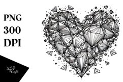 Lineart Broken Diamond Heart, Transparent PNG Product Image 1