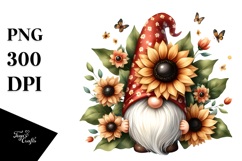 Cute GNOME with Sunflower, Transparent PNG Product Image 1