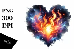 Fire Heart Digital Painting PNG Product Image 1