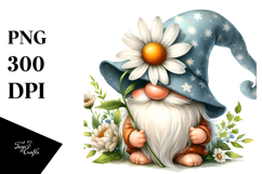 Cute GNOME with Daisy, Transparent PNG Product Image 1