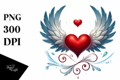 Simple Digital Painting Heart with Wings PNG Product Image 1