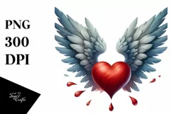 Simple Digital Painting Heart with Wings PNG Product Image 1