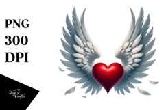 Simple Digital Heart Wings PNG Product Image 1