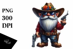 Detailed Vibrant Cowboy Gnome, PNG Product Image 1