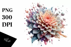 Glossy Chrysanthemum Watercolor PNG Product Image 1