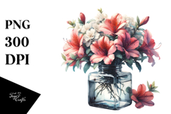 Watercolor Bottle with Azalea | Clipart Product Image 1