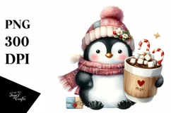 Cute Penguin with Hot Cocoa PNG Product Image 3