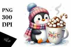 Cute Penguin with Hot Cocoa PNG Product Image 3