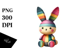 Colorful Bunny on Wood, PNG Product Image 1