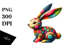 Colorful Bunny on Wood, PNG Product Image 1