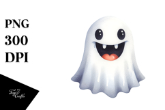 Whimsical Ghost Smile Watercolor Product Image 1