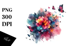 Colorful Flower Butterfly PNG Product Image 1