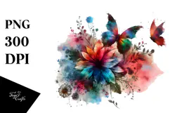 Colorful Flower Butterfly PNG Product Image 1