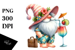 Whimsical Watercolor Gnome Cocktail PNG Product Image 1