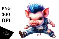 Vibrant Baby Pig Watercolor Drawing PNG Product Image 1