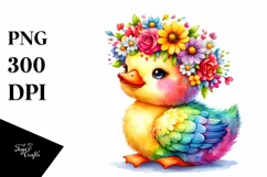 Watercolor Duck Flower Crown Clipart Product Image 1