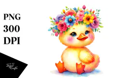 Watercolor Duck Flower Crown Clipart Product Image 1