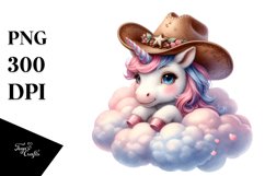 Cute Baby Unicorn Cowboy Clipart Product Image 3