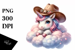 Cute Baby Unicorn Cowboy Clipart Product Image 3