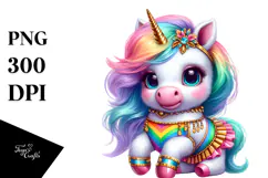 Baby Unicorn with Hambo Dancer's Attire PNG Product Image 1