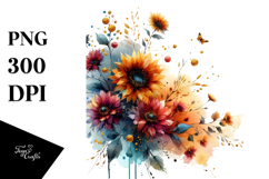 Vibrant Abstract with Small Sunflower and Gold PNG Product Image 1