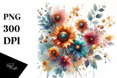 Vibrant Abstract with Small Sunflower and Gold PNG Product Image 1