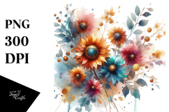 Vibrant Abstract with Small Sunflower and Gold PNG Product Image 1