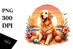 Golden Retriever Sand Surf Shell Watercolor Product Image 1