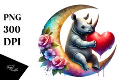 Rhino Sitting on a Half Moon PNG Product Image 1