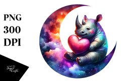 colorful Rhino Heart Sitting PNG Product Image 1
