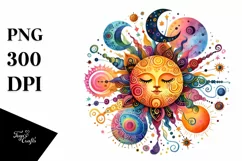 Colorful Watercolor Whimsical Sun | Sublimation Clipart Product Image 3