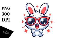 Cartoon Bunny with Oversized Sunglasses PNG Product Image 1