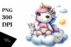 Cute Baby Unicorn Beachwear Clipart Product Image 3