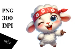 Cartoony Lamb with Bandana, PNG Product Image 1