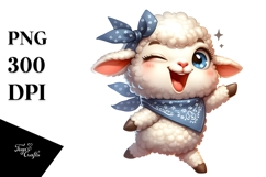 Cartoony Lamb with Bandana, PNG Product Image 1