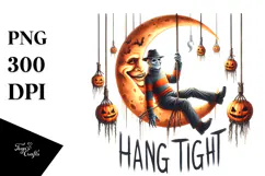 Funny FREDY CRUEGER on Moon, Watercolor PNG Product Image 1