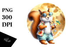 Cute Squirrel with Cool Hipster Beachwear PNG Product Image 1