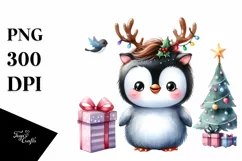 a Vibrant Baby Fox PNG with Reindeer Horns Product Image 3