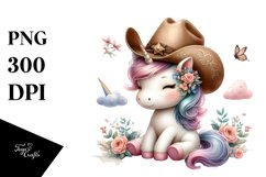 Cute Baby Unicorn Cowboy Clipart Product Image 3