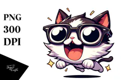 Silly Cat in Oversized Sunglasses PNG Product Image 1