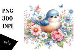 Cute Bird Flowers PNG Product Image 1