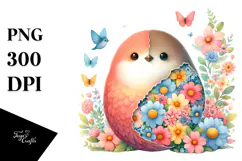 Cute Bird Flowers PNG Product Image 1