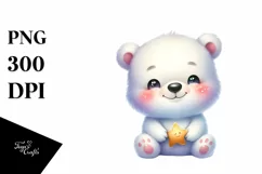 Colorful Baby Polar Bear Star | Sublimation | Clipart Product Image 1