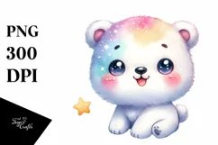 Colorful Baby Polar Bear Star | Sublimation | Clipart Product Image 1